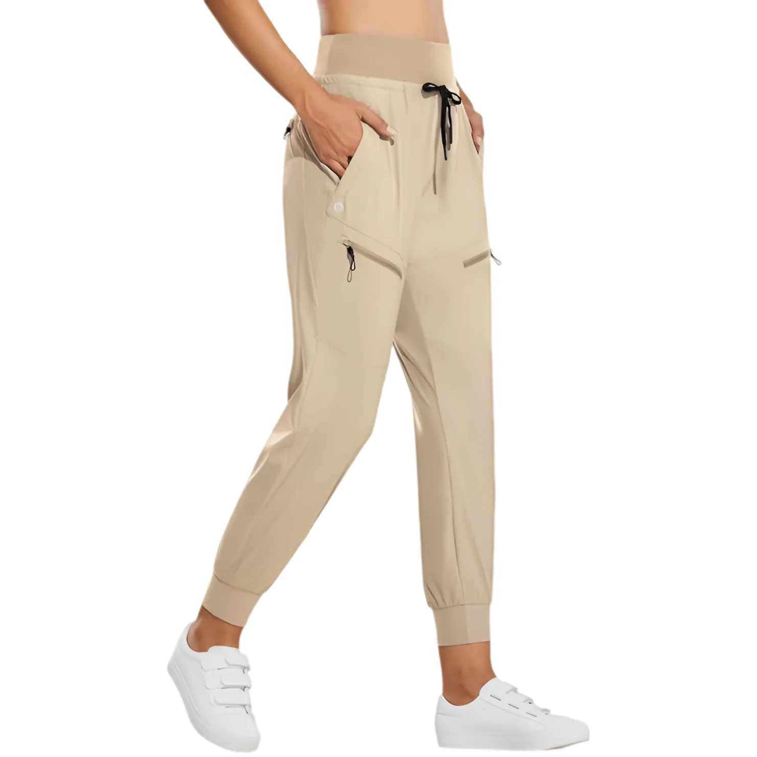 Wandelbroeken voor dames Trekking Cargo Waterdicht Beige XL Outdoorbroeken voor dames Bergkleding Sneldrogende broeken met zakken Trekkingkleding voor dames Expeditiebroeken Elastaanbroeken