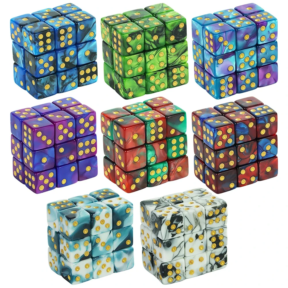 Mini D6 Dice 12mm Double Color 6-sided Square Corner with Standard Dots Dice for Club Party DIY Board Game Supplies