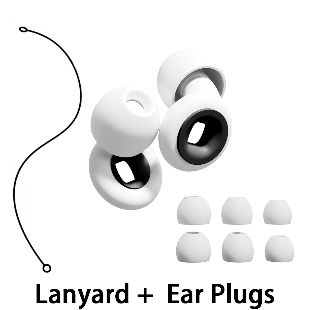 Reusable Silicone Ear Plugs with Silicone Lanyard Set - Ideal for Swimming Sleeping Learning Concerts Motorcyclists And More