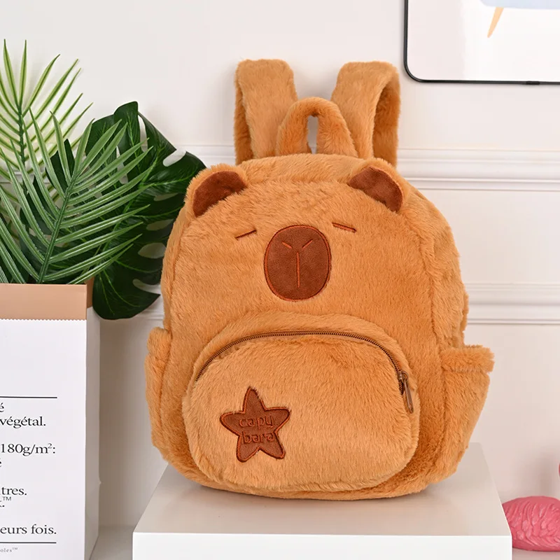 Kawaii Mode Plushie Puppe Pelz Tasche Capybara Plüsch Rucksack kinder Tasche Schulter Tasche Mini Rucksack Taschen Geschenke Für Freundin