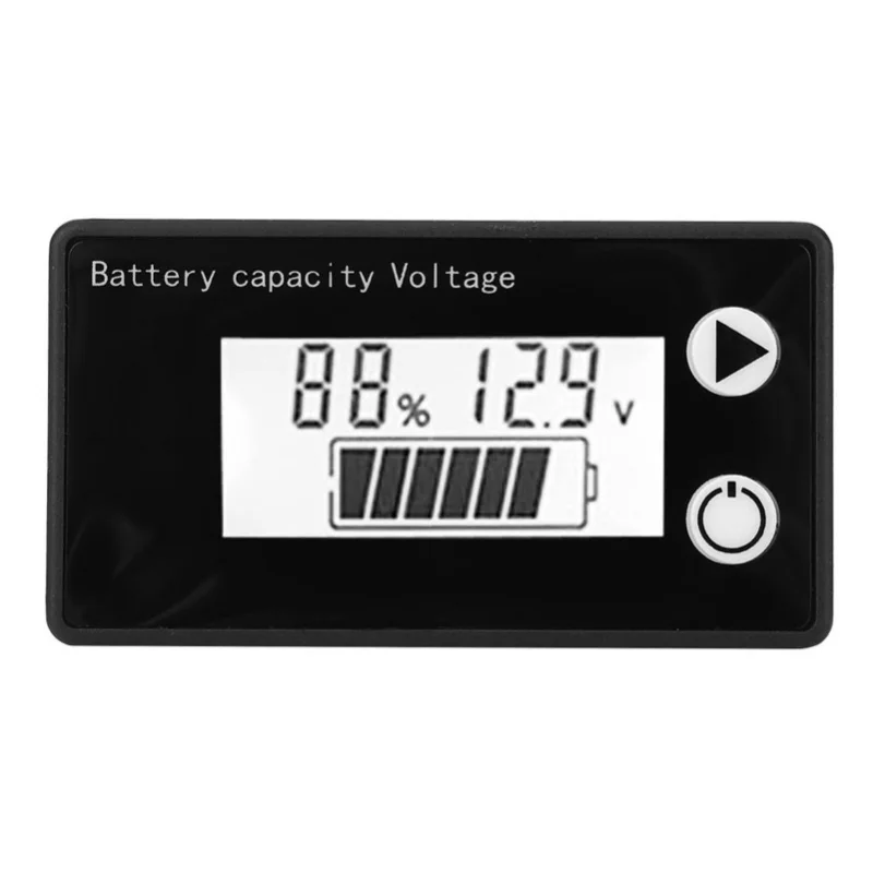

Цифровой вольтметр-индикатор емкости аккумулятора LCD 12В (10-100В, синий, с функцией измерения температуры) для литиевых батарей