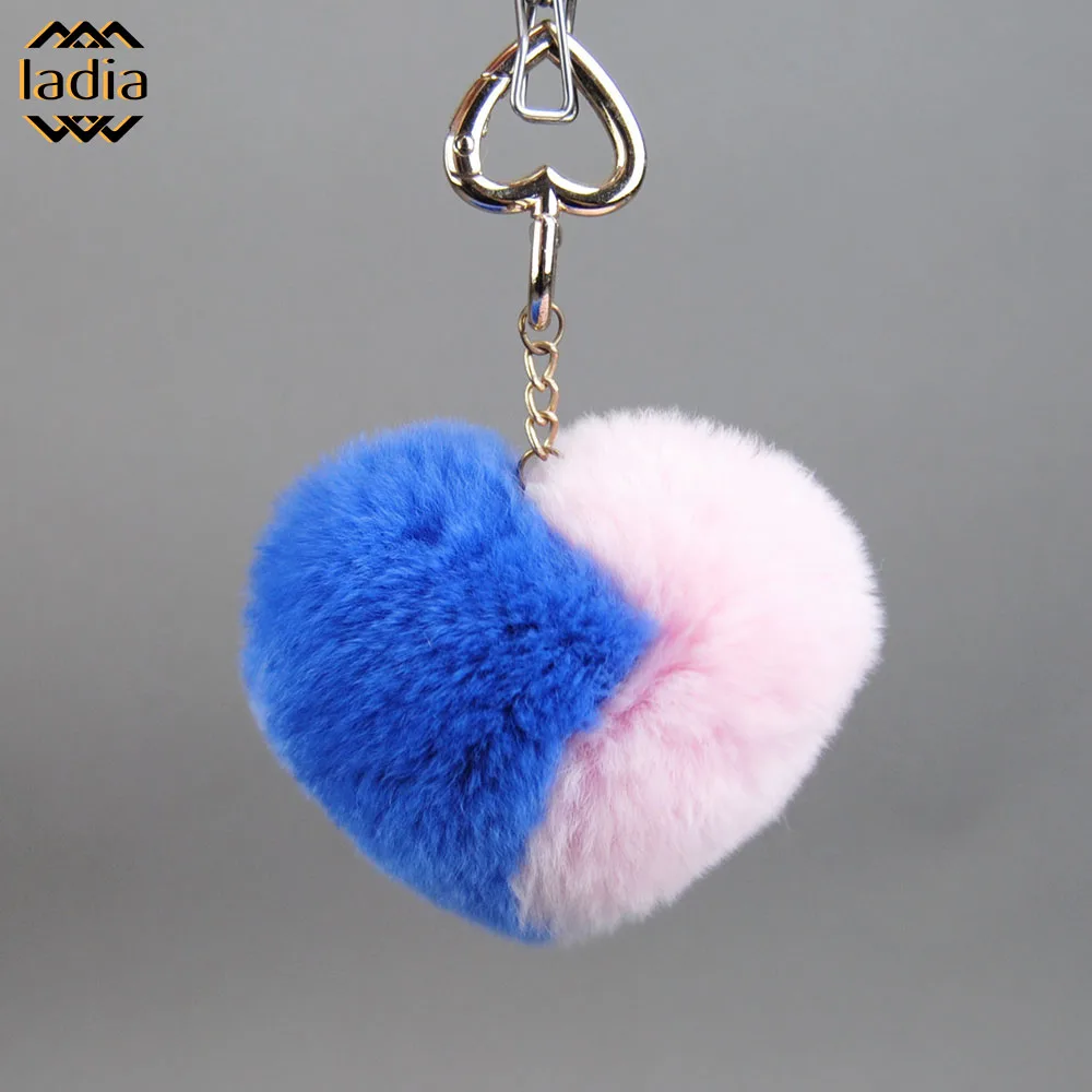 

Women's Men's Plush Real Rex Rabbit Hair Cute Luck Car Key Ring Pendant Gift Little Persimmon Keychain Packaging Accessories Bag