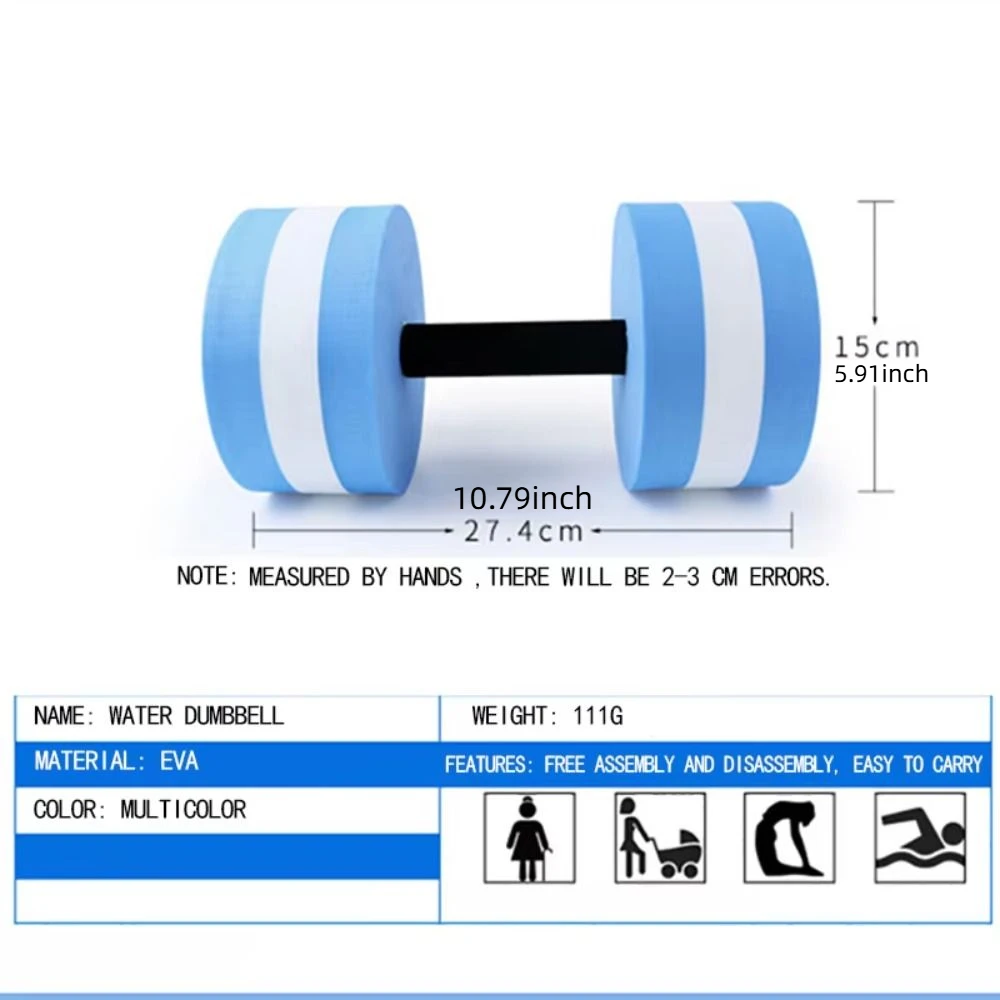 1 par de mancuernas acuáticas de EVA para dar forma al cuerpo, mancuernas flotantes para piscina, mancuernas para ejercicio de piscina para pérdida de grasa segura, Unisex