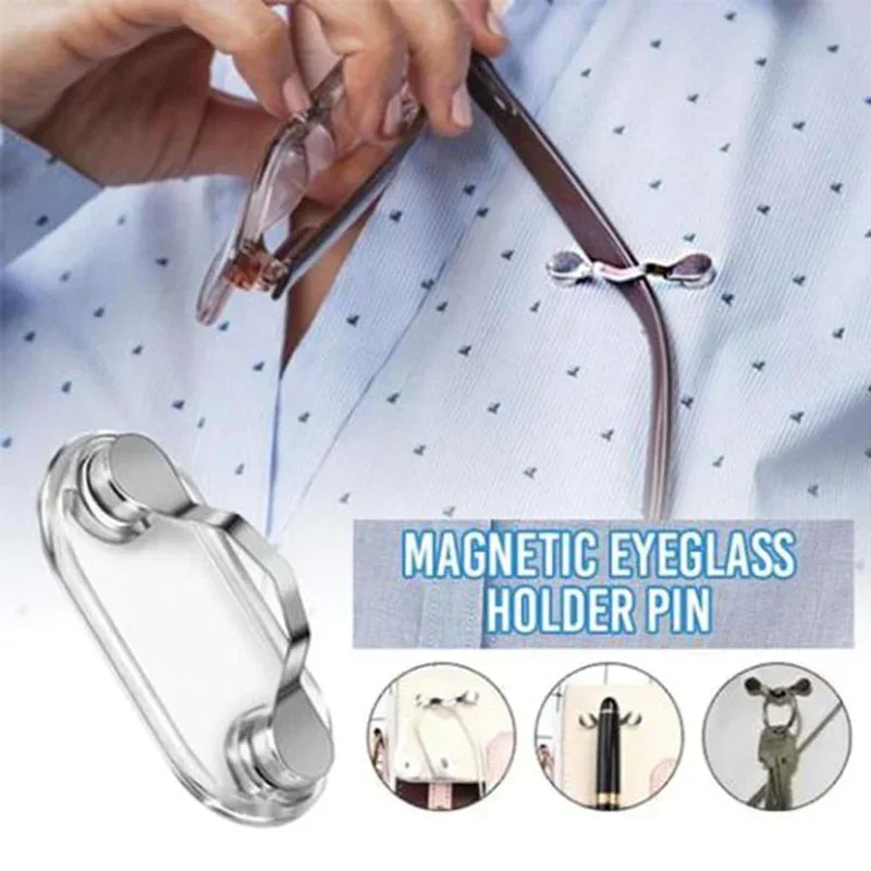 Magnetic Hanging Glasses Pin, Pin Mode, Multi-functional Wearable Clothing Clip, Magnetic Glasses Headphone Cable Clip