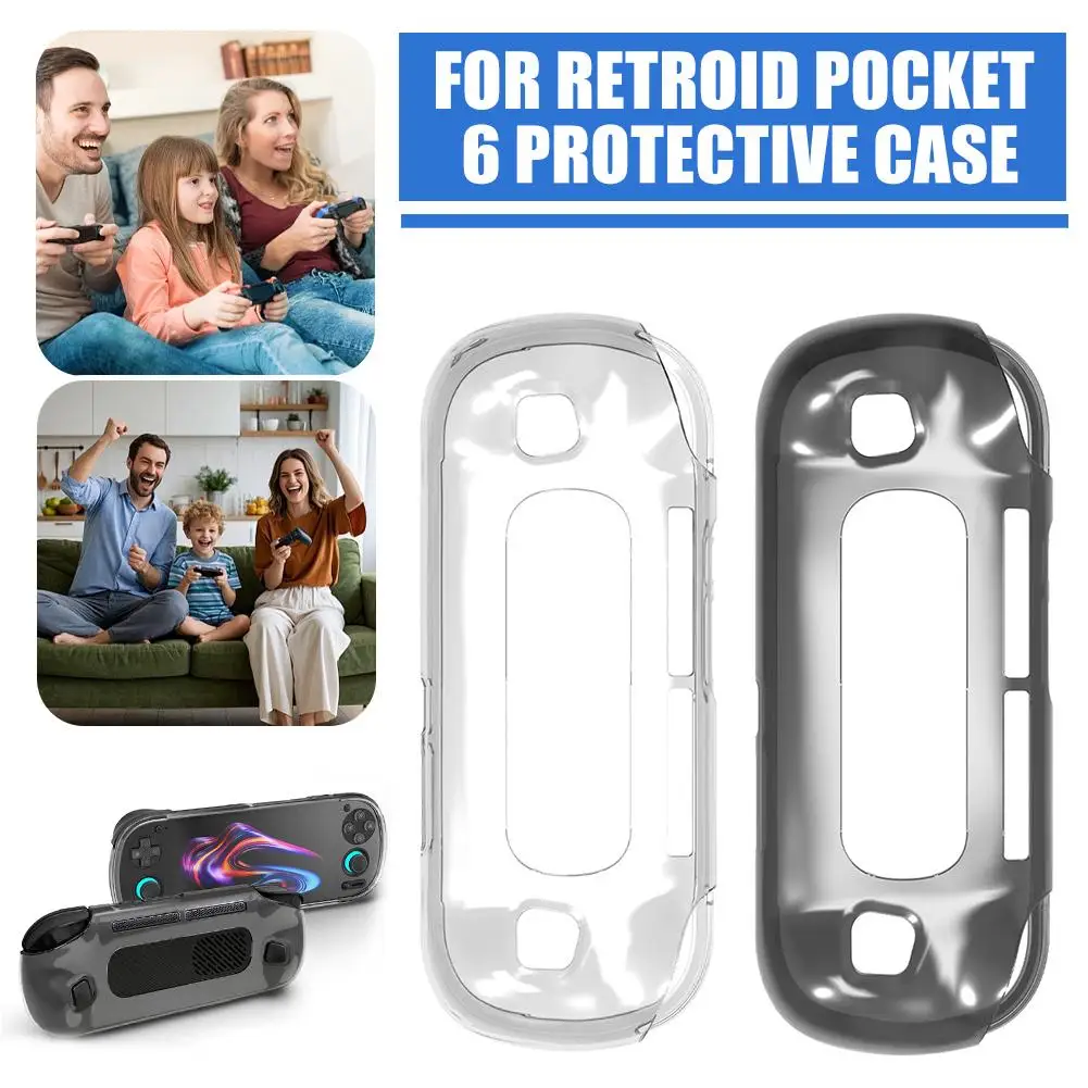 For Retroid Pocket 6 TPU Protective Case Grip Handle Stand Cover Shockproof Anti Slip Shell Retro Handheld Game Console Case