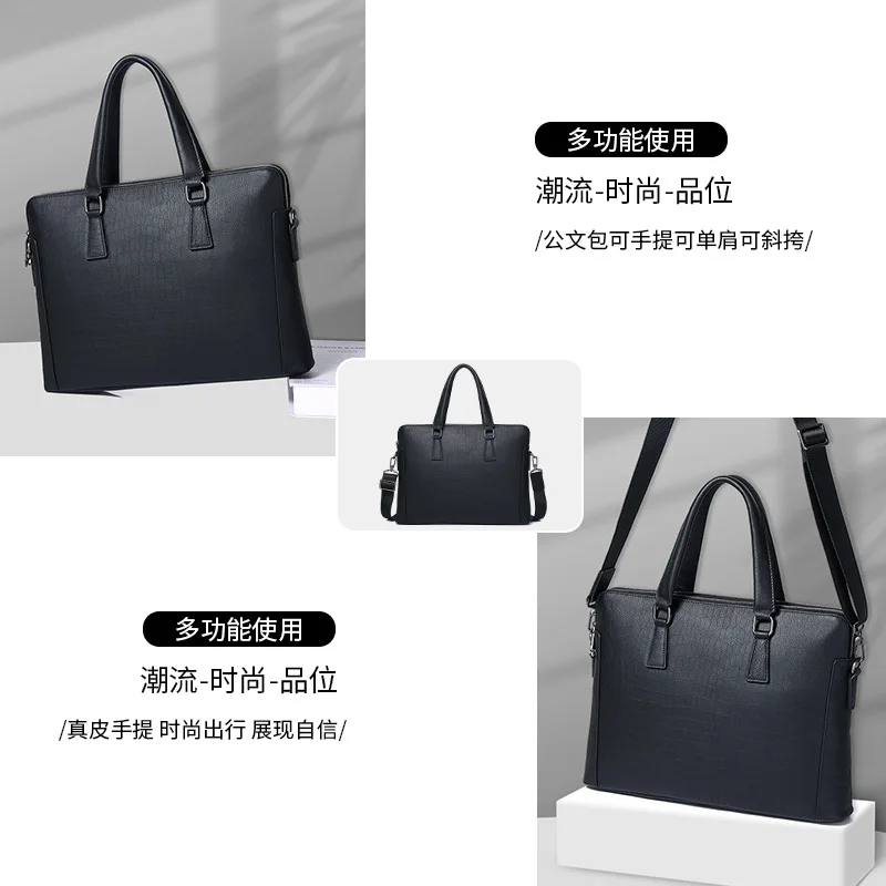 정품 메신저 가죽 서류가방 남성 비즈니스 가방 럭셔리 블랙 서류가방 남성용 핸드백 출퇴근 비즈니스 컴퓨터 가방