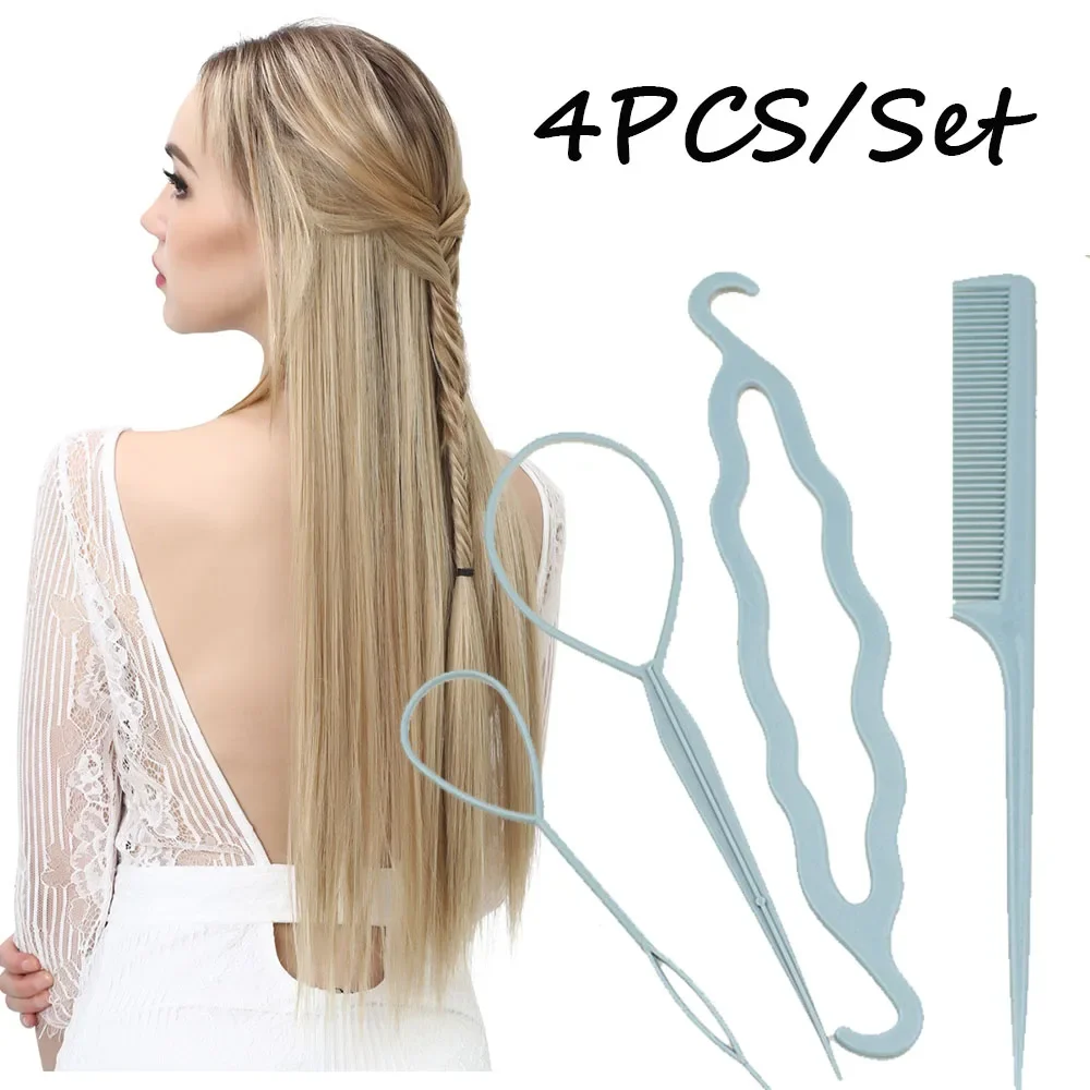 4Pcs/Set Women DIY Hair Tail Tool Girl Maker Bun Ponytail Braiding Styling Disk Twist Lazy Tool Hair Accessories For Wedding