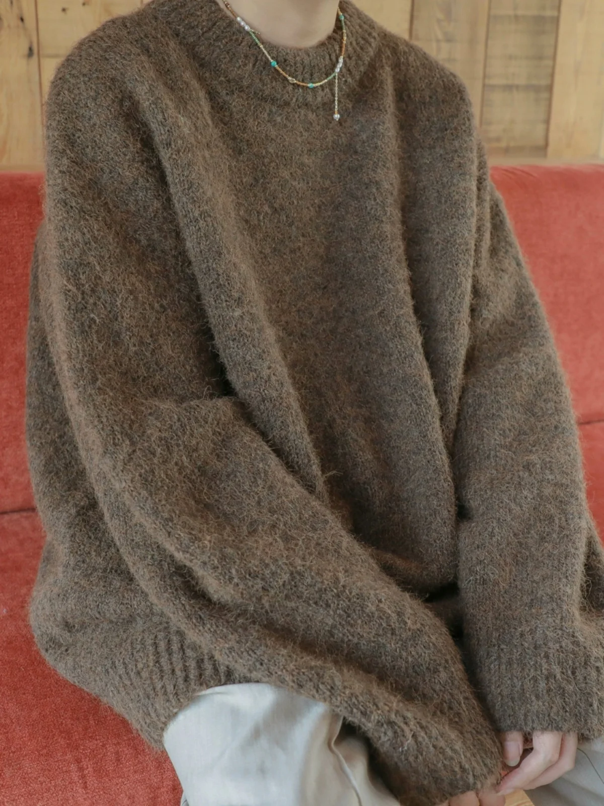 

Мужской вязаный шерстяной свитер в стиле ретро, повседневный, свободного кроя, с длинным рукавом, круглым вырезом, утепленный, осенне-зимний, модный, верхняя одежда