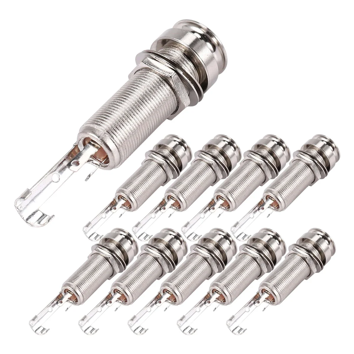 A44T10PCS لاقط الجيتار Endpin الناتج جاك النيكل حزام قفل الكروم