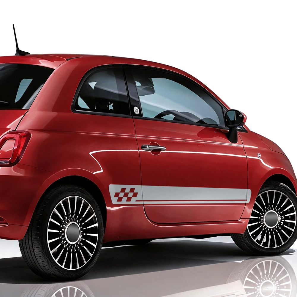 3pcs Car Bonnet Racing Stripes Vinyl Stickers Compatible with Fiat 500 Abarth Hood Stripes Side Decals Kit