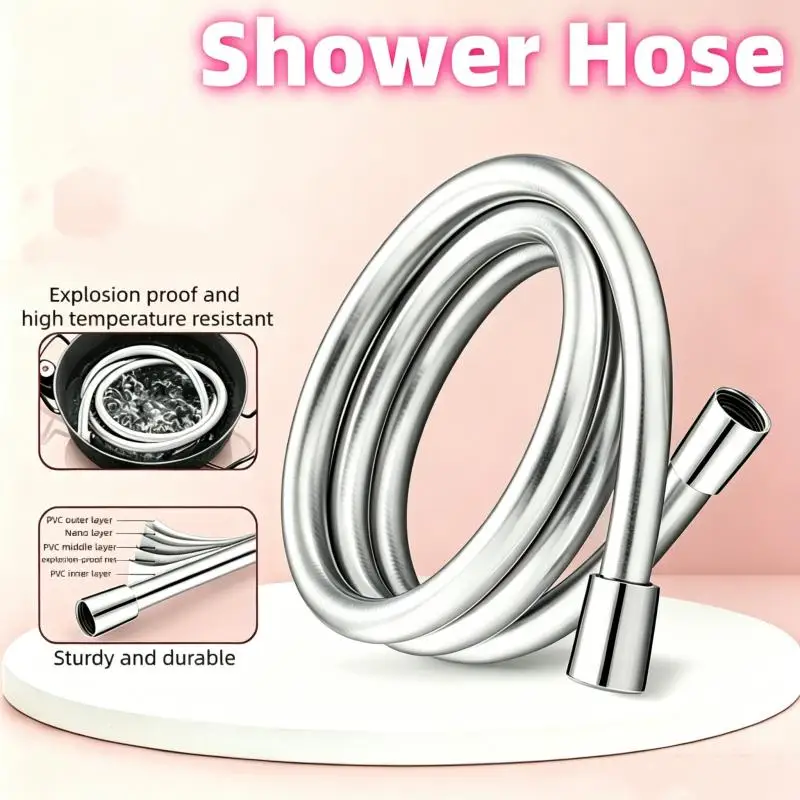 Reinforced PVC Shower Hose 5-Layer Anti-Kink Anti-Twist Flexible Durable Tube for Bathroom RV Shower Replacement