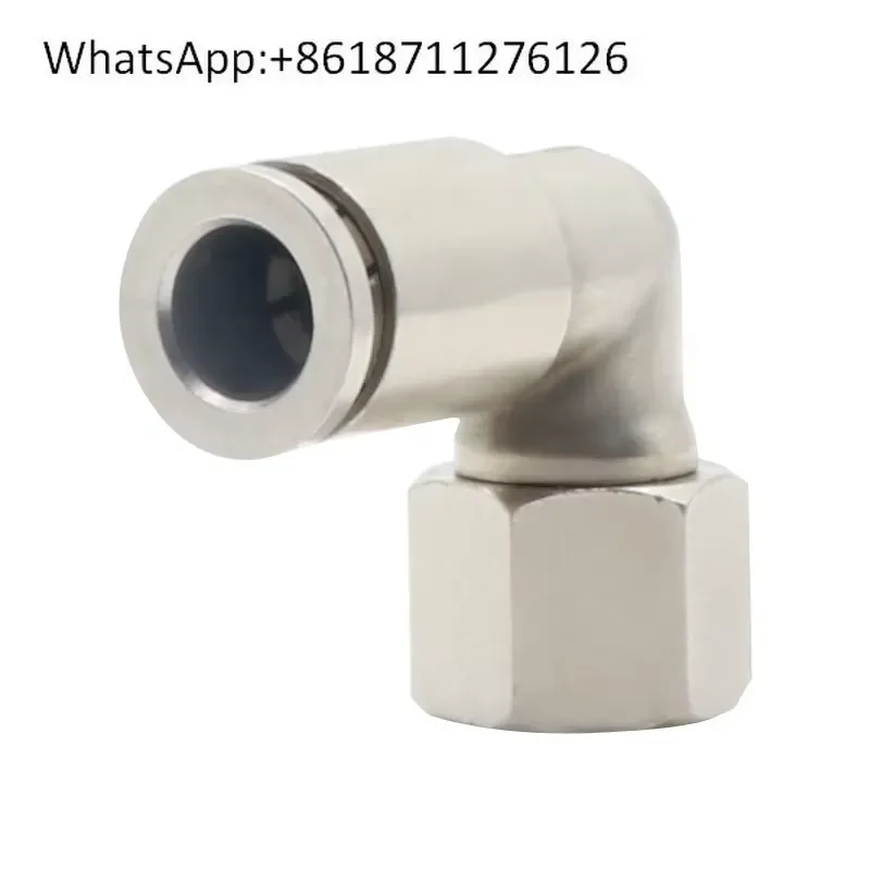 1pcs Copper Nickel Plated Elbow PLF6 8-01 02 03 04 Quick Insertion Pipe Connector 90 Degree Right Angle Fitting for Pneumatic