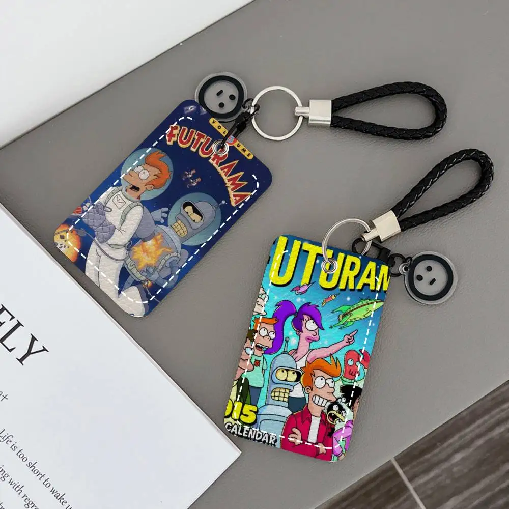 

F-Futurama CUTE B-Bender Card Holde Applicable To Credit Cards Bus Card Rectangular Keychain Protective Cover