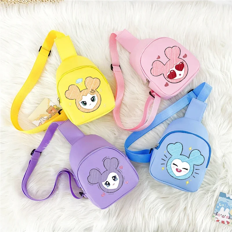 Bolso de pecho con diseño de dibujos animados, estilo Kpop TWICE, bolso de hombro de cuero sintético, bolso bandolera portátil, bolso de moda para mujer y hombre, ideal para actividades al aire libre, regalo de cumpleaños.
