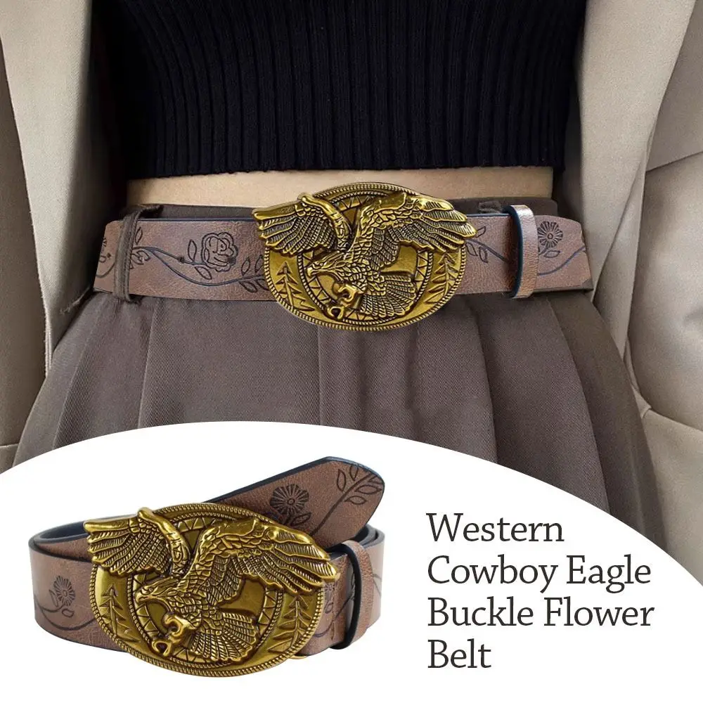 ファッション西洋カウボーイレトロベルトパンクレトロウエストバンドPUフライングイーグルバックルジーンズベルト男女兼用