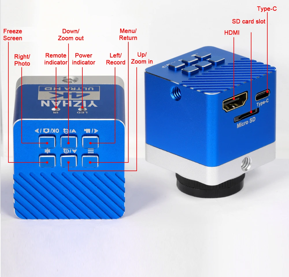 Microscopio Digital electrónico 4K de 60MP, cámaras industriales HDMI tipo C, lente de Zoom de montaje en C 1-150X para reparación de soldadura PCB de teléfono