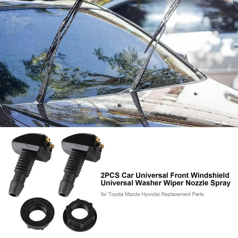 2PCS Car Universal Front Windshield Washer Wiper And Nozzle Water Spray Suitable For Toyota Mazdaa Modern Replacement Parts