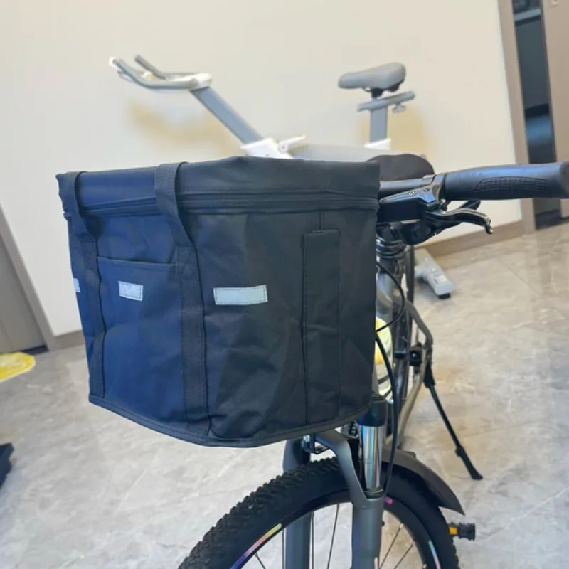 Pet Carrier Bike Basket Aluminum Frame Folding Bicycle Front Basket Quick Release Detachable Cycling Handlebar Pannier Bag Pets