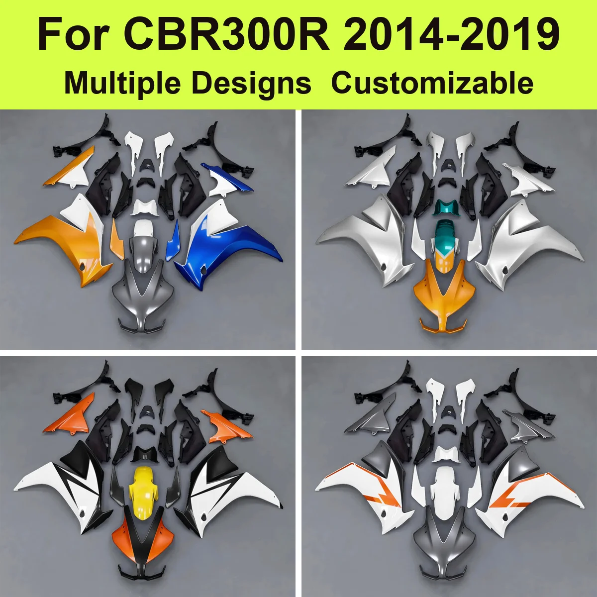For CBR 300R 2014-2019 NC51 300cc Full Body Fairing Kit Injection Molded ABS Plastic Bodywork Cowling Protectors New