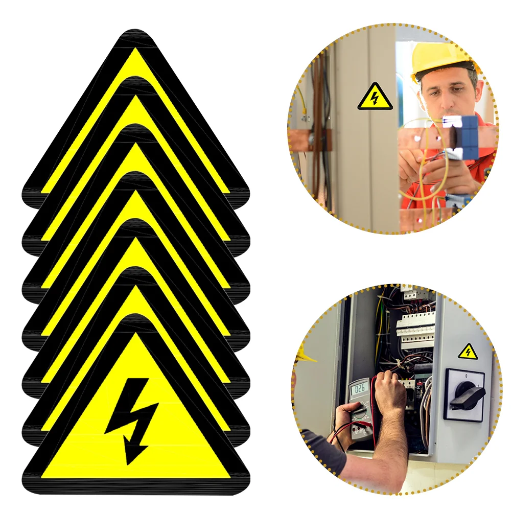 15 Pcs Warning Sign Stickers Electric Shocks Indicator Decal Nail Labels Safety Decals