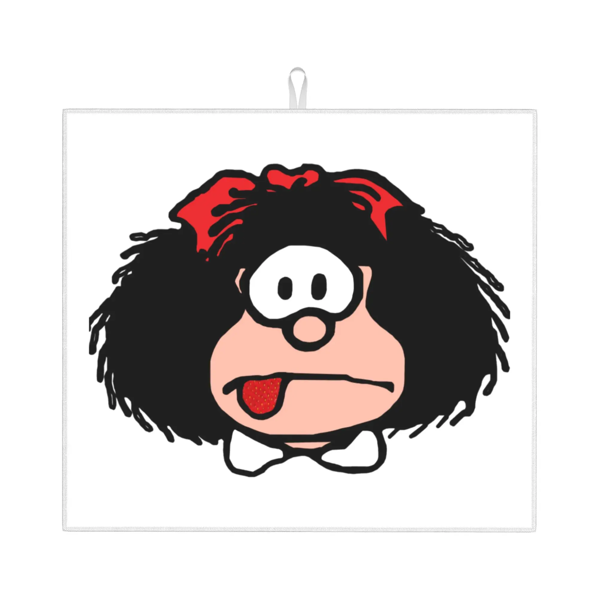 Drying Mat For Kitchen Manga Mafalda Quino Cartoon Barware Tableware Oil Proof Reusable  Washable Kitchen Sink Drying Pad