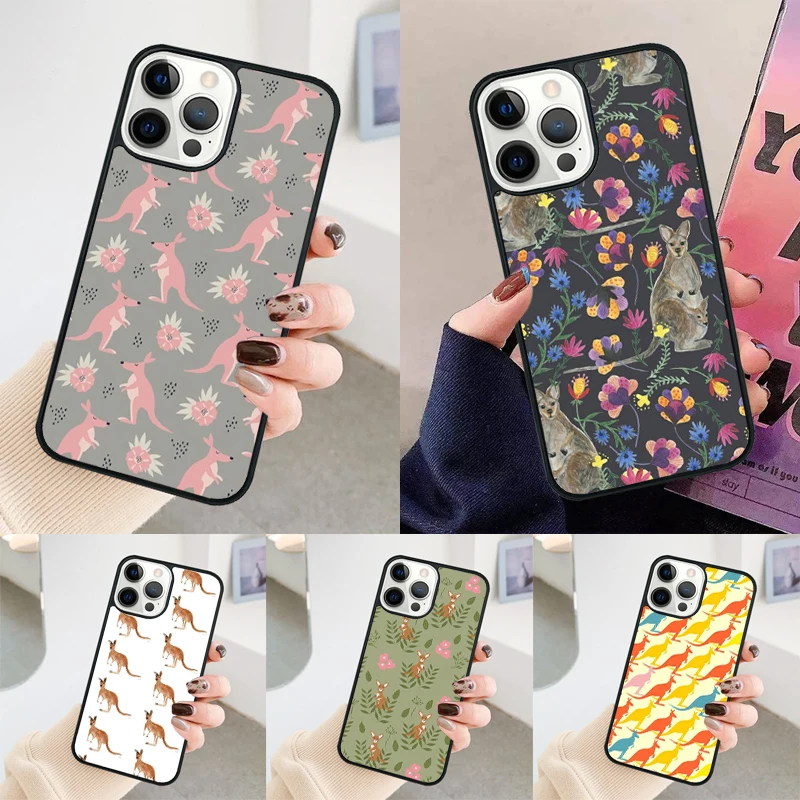 Animal Kangaroo phone case Cover For iPhone 14 15 16 Pro Max SE 2020 coque For apple 11 12 13 Pro Max Mini 7 8 Plus