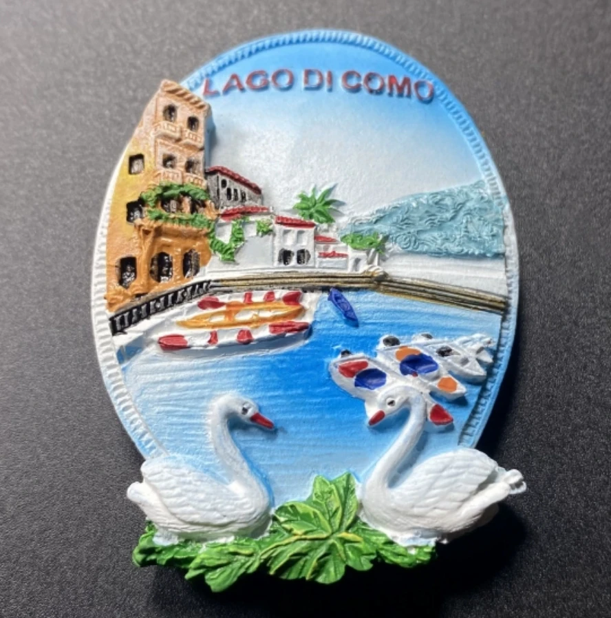 The Italian resort of Lake Como Travelling Souvenirs Fridge Magnets Creative Home Decoration Resin Fridge Magnetic Stickers 