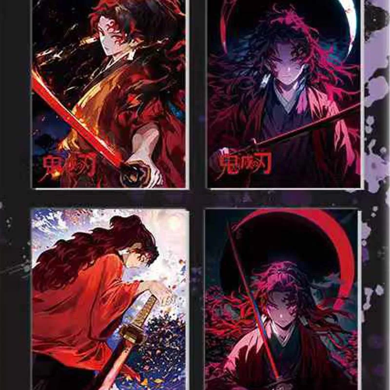 Wholesales Demon Slayer Collection Card Huangka Fluorescent Quicksand Oil Painting Raster Acrylic Wedding Cute Booster Box Card