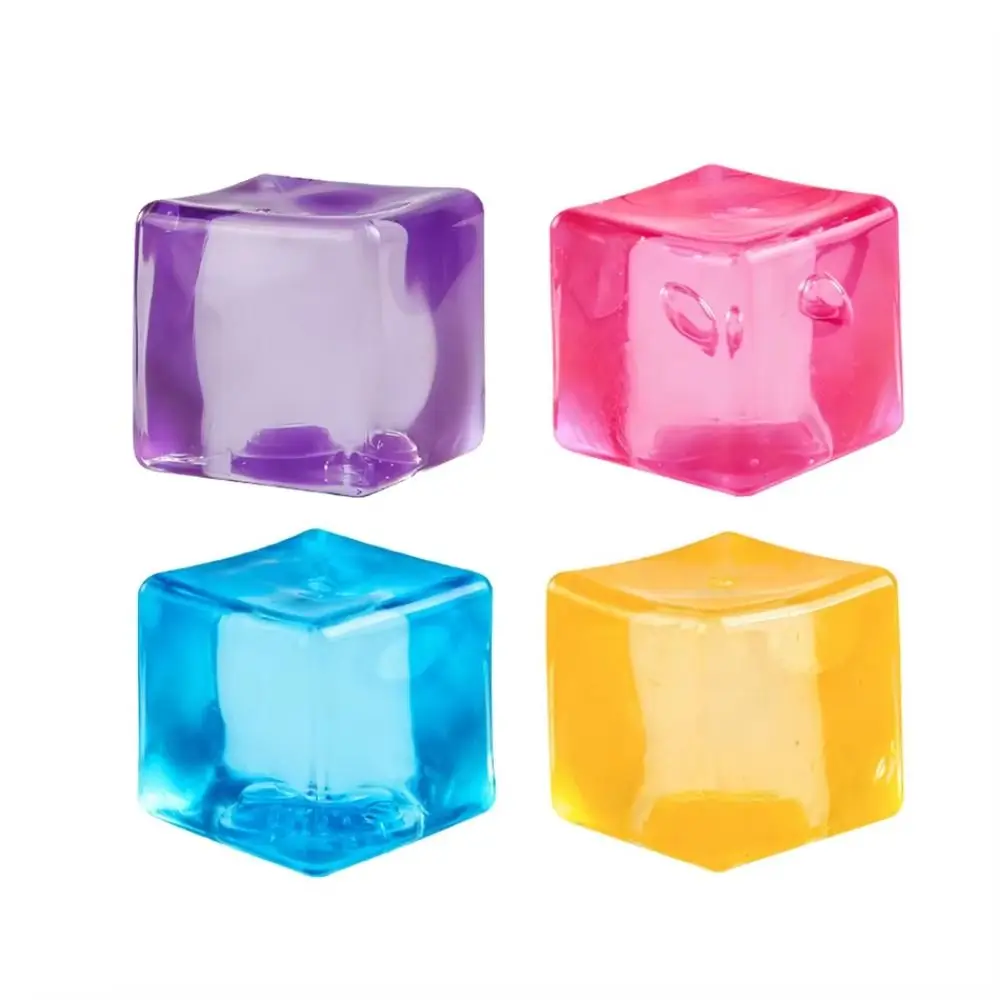 Decompression Clear Cube Squeeze Ball Soft Gel Filled Squishy Toy Stretchable Ball Maltose Texture Slow Rebound Toy Office Break