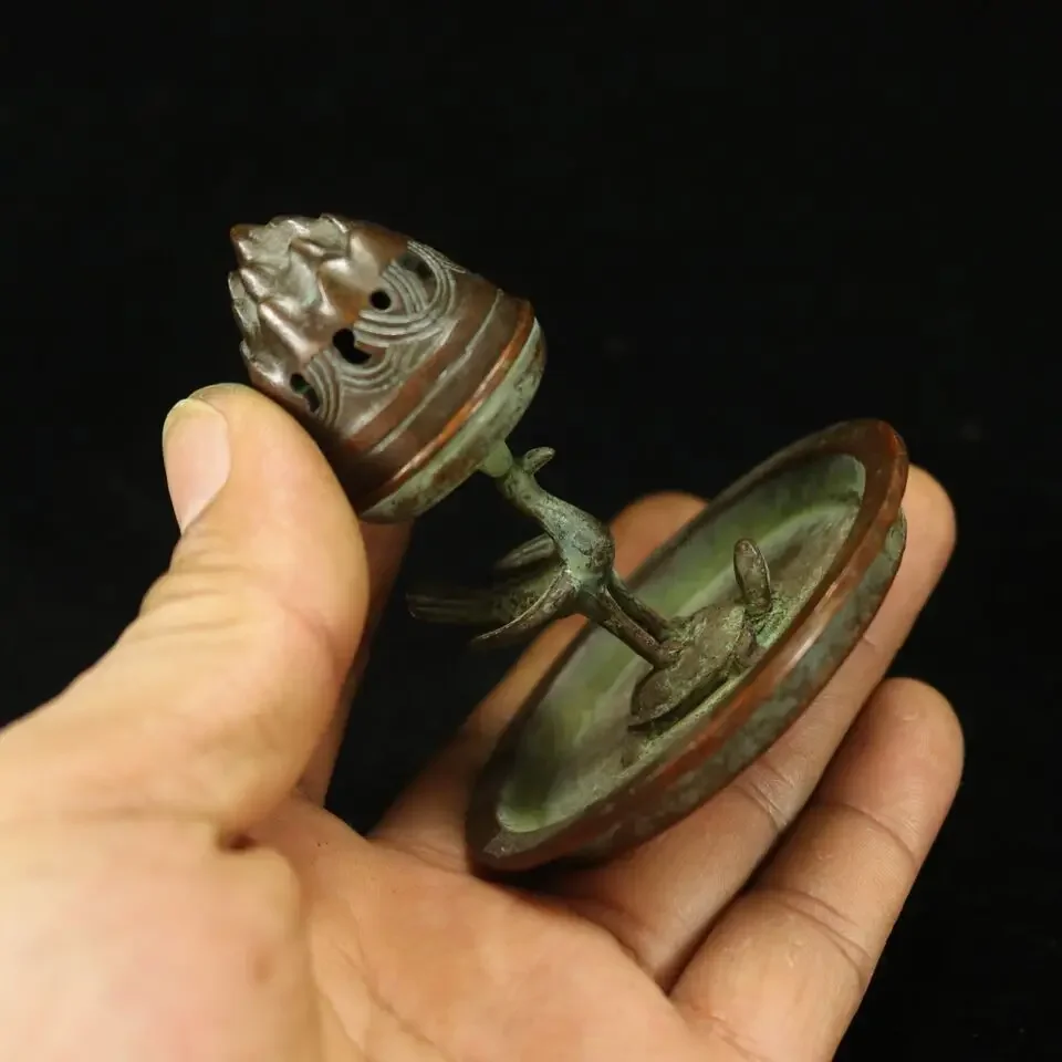 Rare Chinese Copper Bronze Turtle&Crane Statue Cone Stick Burning Incense Burner