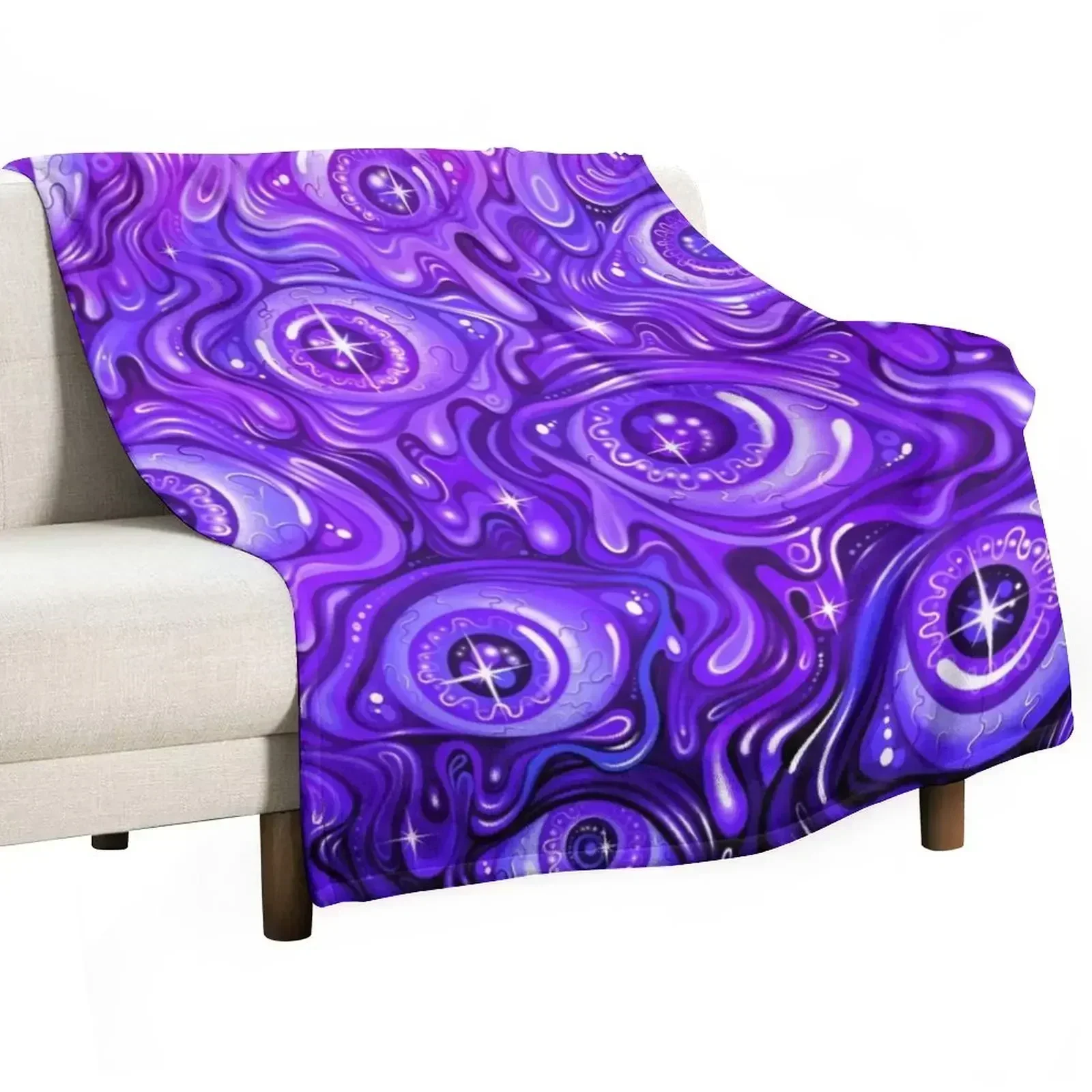 Purple Eyeball pattern Throw Blanket Cute Plaid Giant Sofa Nap Warm Travel Summer Blankets