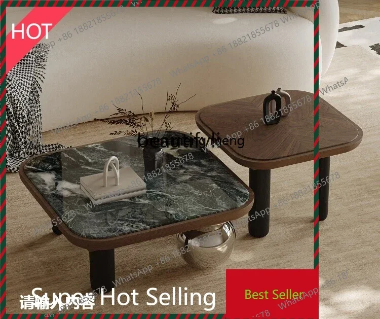 

Комбинированный журнальный столик xzzMarble Square из нержавеющей стали, дизайнерский, легкий люкс, для гостиной, для небольшой квартиры