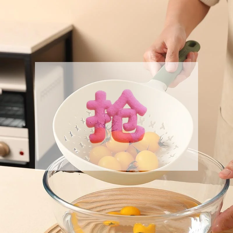 Plastic Slotted Colander Ladle With Heat Resistant Non Slip Handle Large Capacity For Pasta Vegetable Draining Daily Use