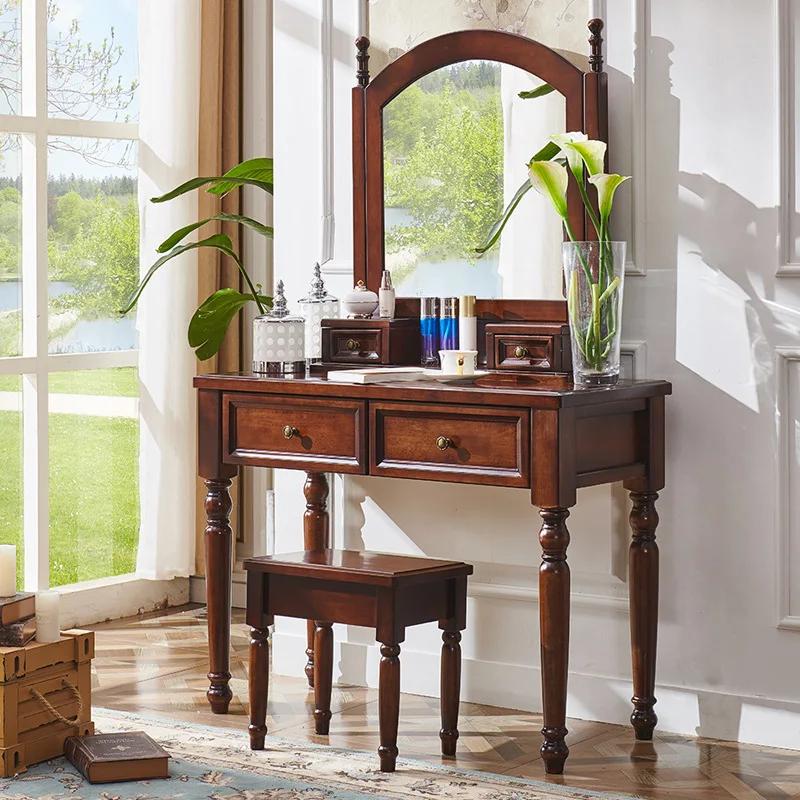 مرآة خشبية الغرور ماكياج مكتب خمر أدراج صغيرة المنزل منضدة الزينة خزانة جماليات موبليس دي دورميتوريو الأثاث