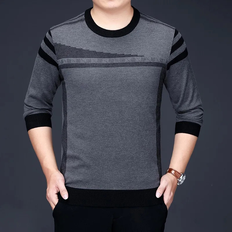 2024 Autumn Winter Men Sweaters Classic Round Neck Slim Casual Knitted Pullovers Basic Pullover Tops Social Party Men Clothing