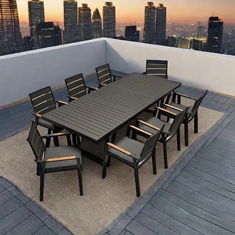 Modern Outdoor Aluminum Dining Table and Chair Set Versatile Extendable Furniture for Hotels and Gardens