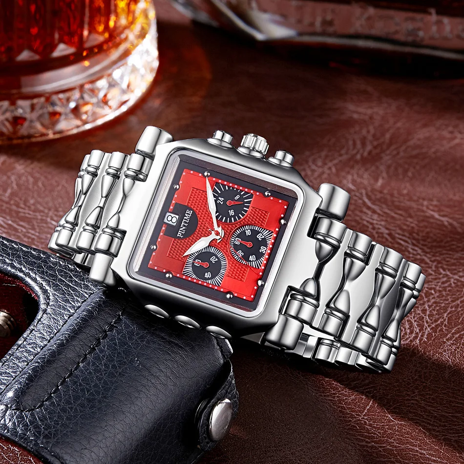 2026 New Sports Watch Square Large Dial Waterproof Luminous Fashion Trend Men Watch Six Needles Square Quartz Wristwatch Gift
