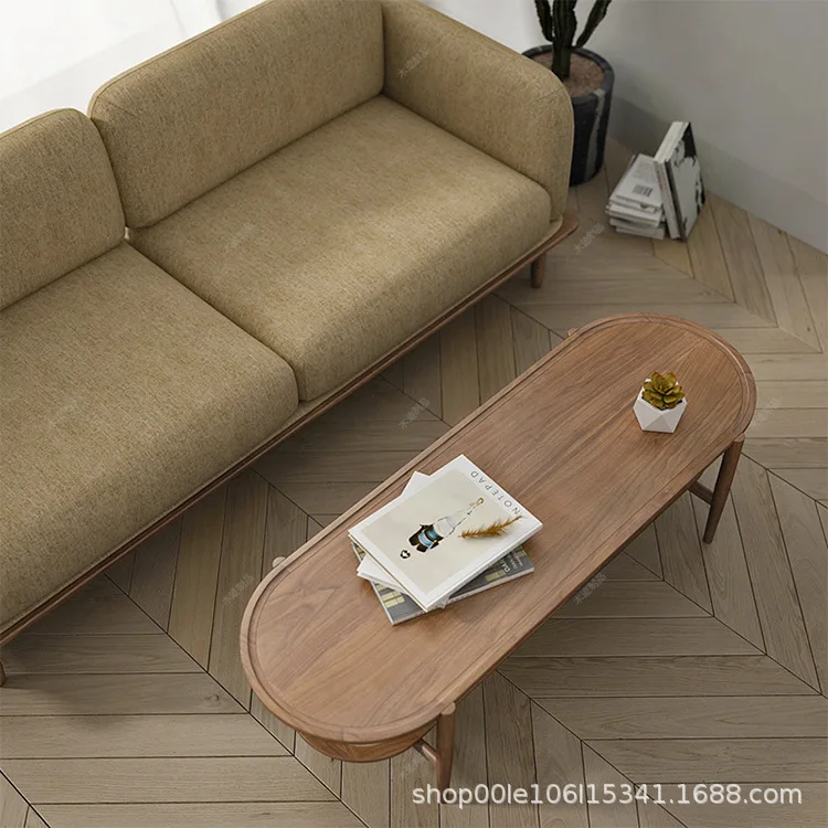 modern rattan weaving art household small apartment guest restaurant hotel oval homestay manufacturer wooden coffee table