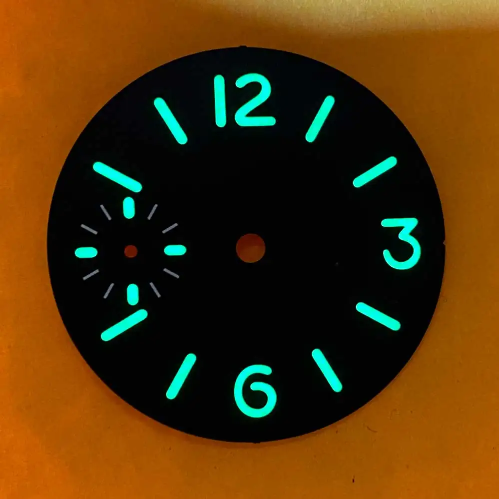 34.3mm Watch Dial Insert Parts Green Luminous Watch Face for ETA6497/ ST3600 Movement Watch Modify Accessories Repair Parts