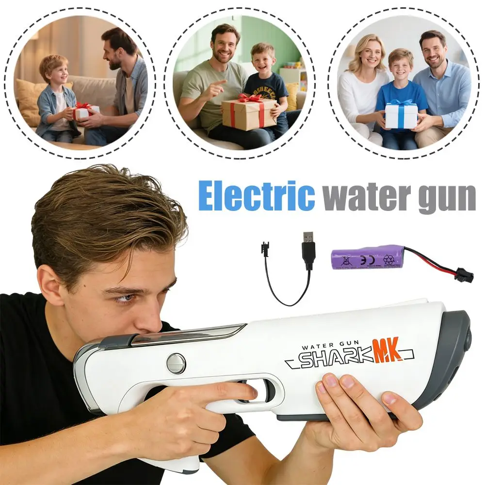Elektrische Wasserpistole für Erwachsene für den Sommer im Freien, automatisches Wassersaug-Spritzspielzeug, ideal für Strand-, Schwimmbad-, Rasen- und Gartenpartyspiele.