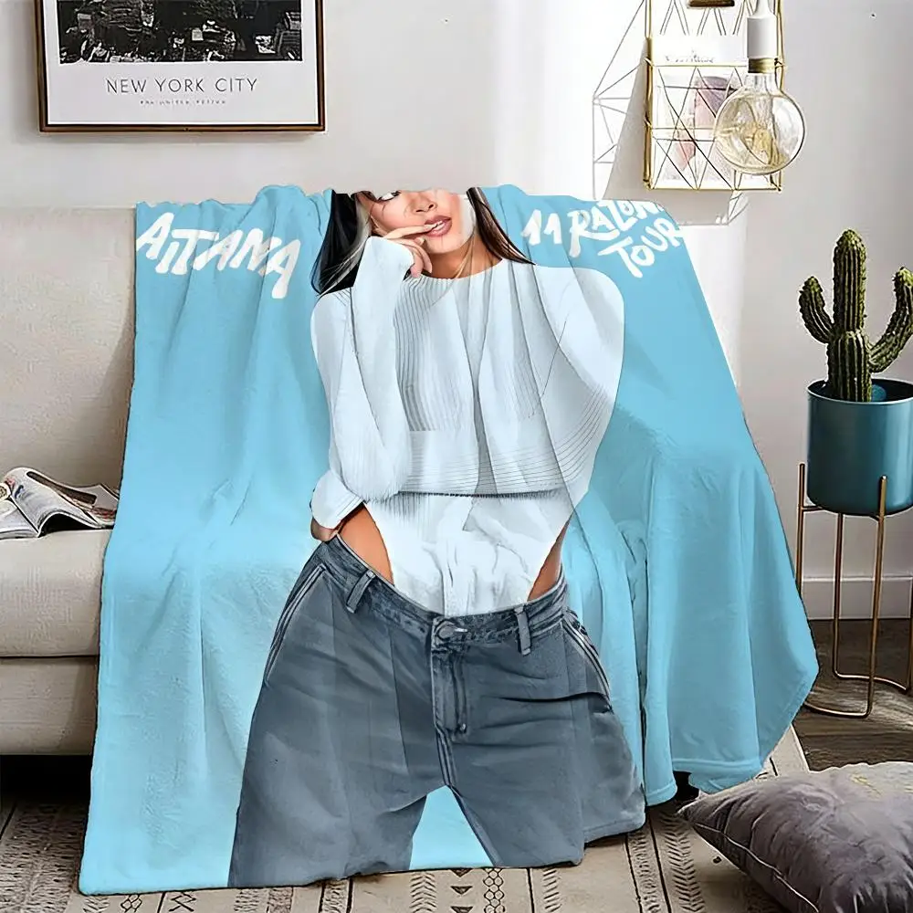 

A-Aitana Ocana Singer Portrait Throw Lightweight 240g Flannel Blanket Soft Skin-friendly for Summer Cooling