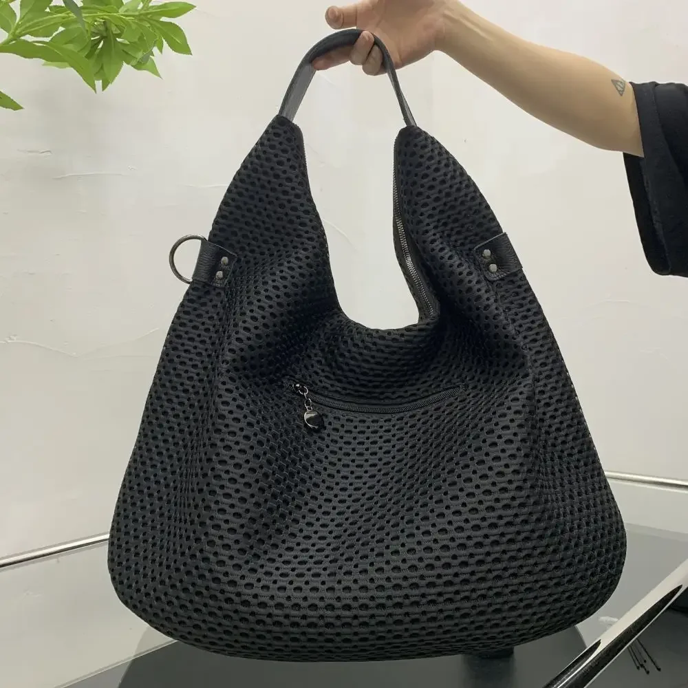 2024 Hot Sell New Retro Mesh Handbag, Large Capacity Shoulder Bag, Punk Style Rivet Stray Bag, Large Women\'s Bag Purses