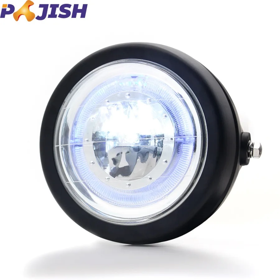 

Motorbike Modified Accessories Headlamp 6.5 Inch 12V for CG125 Retro Angel Eye Bike Headlight Motorcycle Led Lights