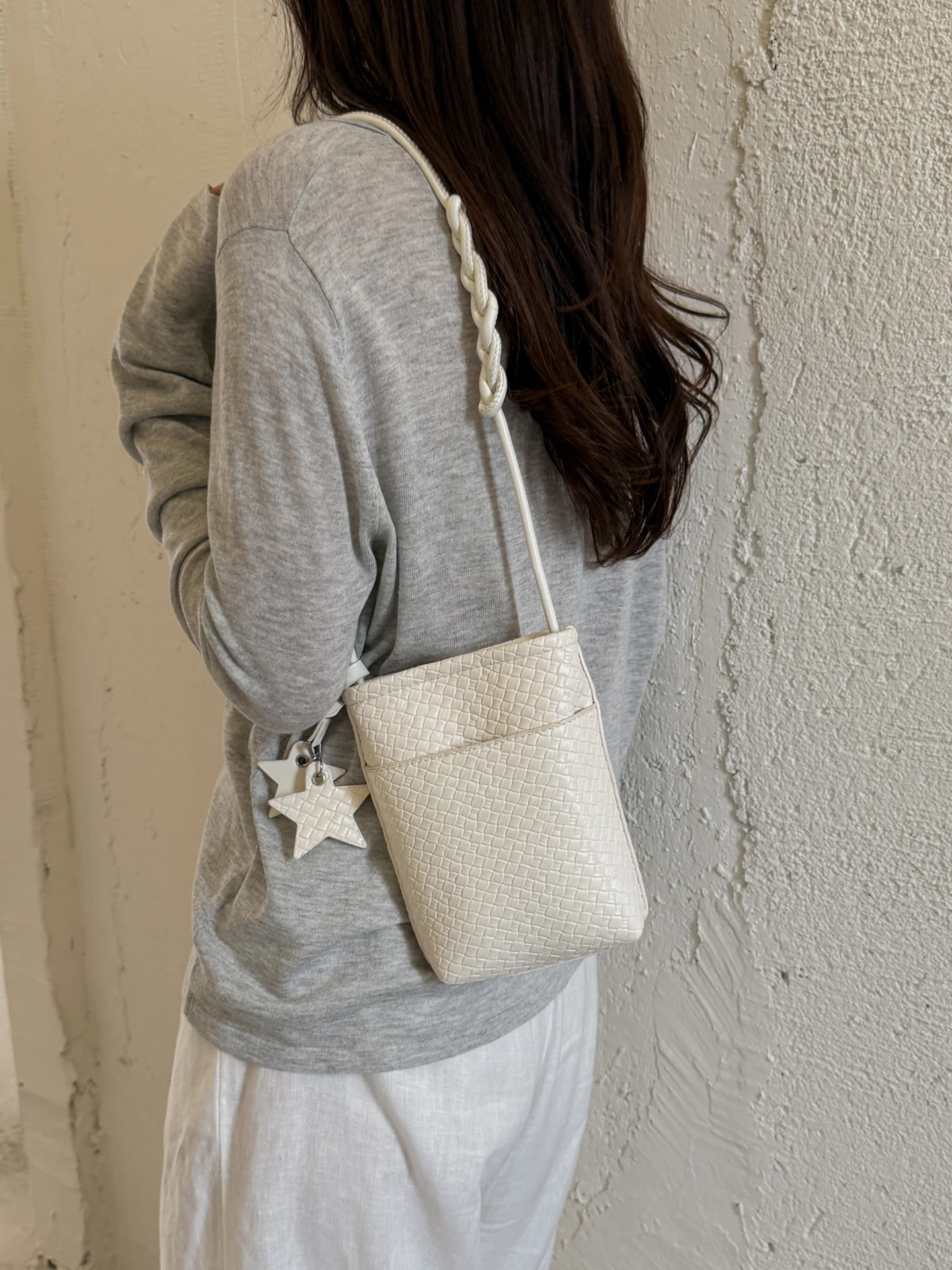 Korean Japanese Style Lightweight Crossbody Phone Bag Baskets Pattern Summer Versatile Small Star Decoration Walking Bag