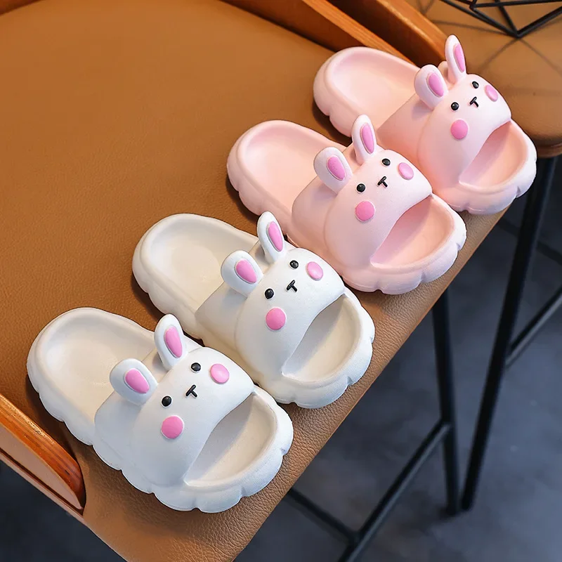 Children\'s Home Slippers 2024 Summer New Cute Cartoon Rabbit Slippers Girls Boys Fashion Non-slip Indoor Flats Kids Beach Shoes