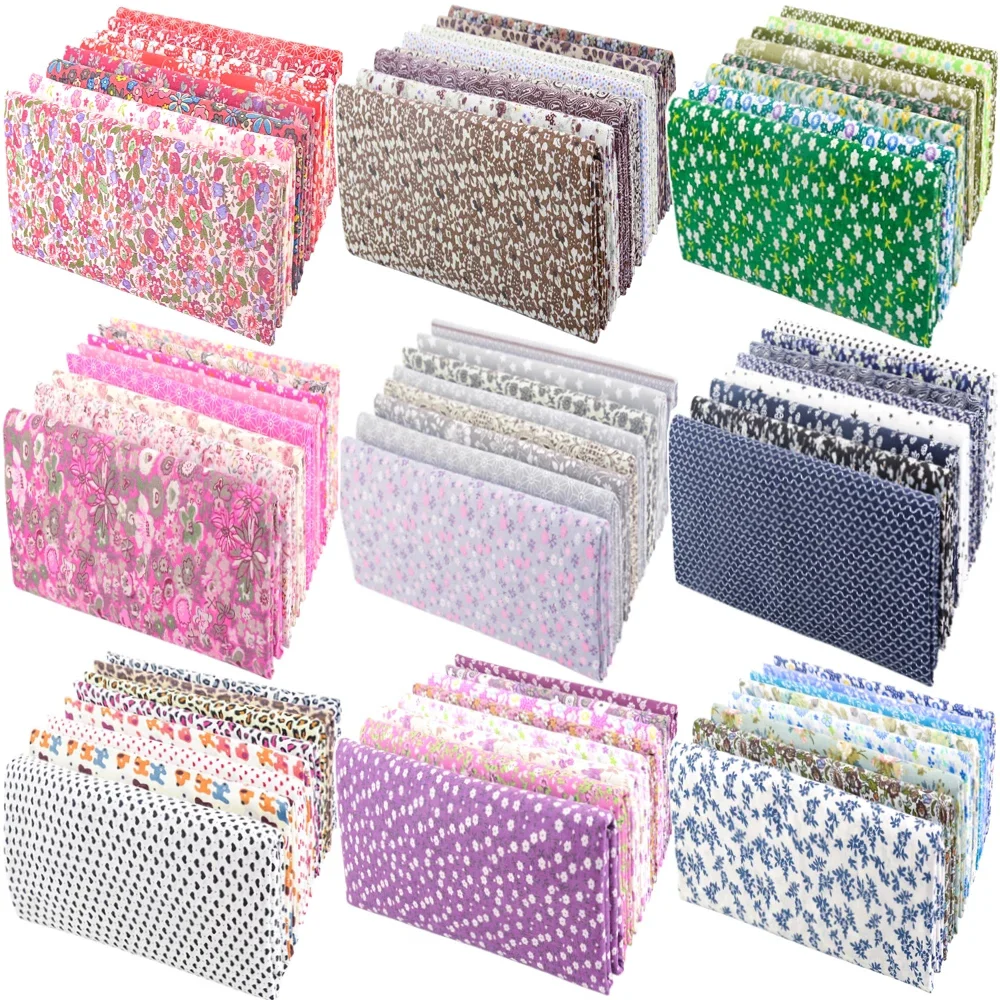 Teramila – lot de 8 pièces de tissu en coton imprimé multicolore carré pour la couture, le patchwork, le travail des aiguilles, le matériel artisanal