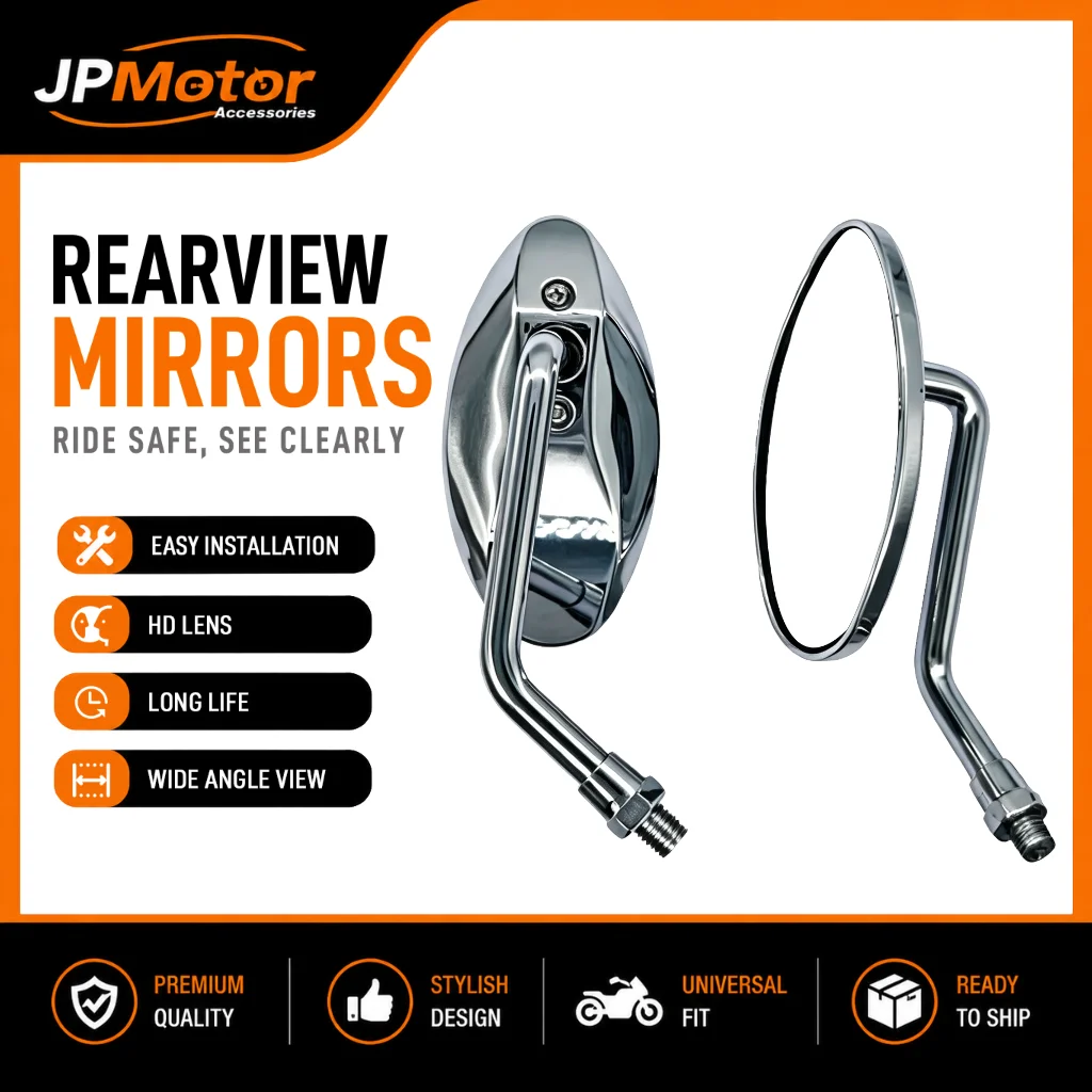 Universelle 10-mm-Convex-Rückspiegel, Motorrad-Chrom-Weitwinkel-Seitenspiegel für Honda CB600F Hornet CB1000R CBR600RR – Detail 2