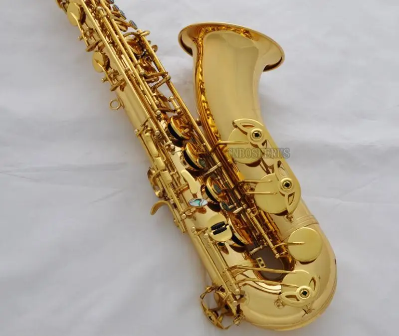 

Gold Lacquered Tenor Saxophone High F# Sax ABALONE Key with Case