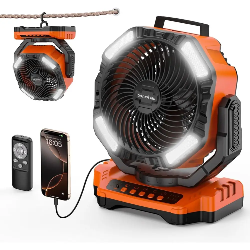 

Sol 40000mAh Camping an Rechargeable, Battery Operated Portable Outdoor an Remote, 136Hrs & 4-Speed CordlOscillating, Table an w