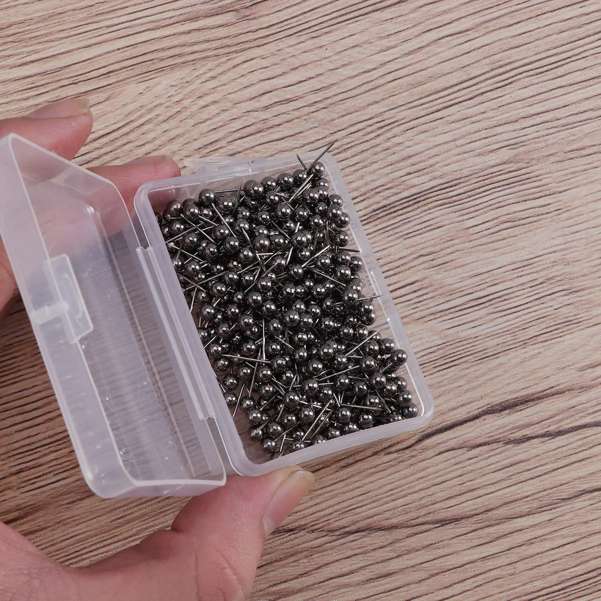400 pinos de plástico de cabeça redonda, alfinetes de agulha para decoração de mapa, bola preta, quadro de avisos de escritório de parede